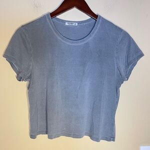 Buck Mason Slate Blue Cropped Crewneck Tee